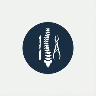 Icono de Cirugía de Columna Vertebral - anatomía espinal con instrumental quirúrgico