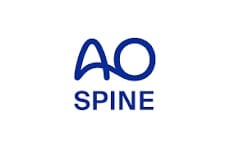 AO SPINE logo featuring blue letters AO and the word SPINE below in dark blue