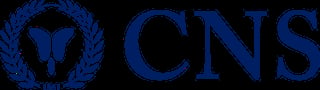 CNS logo featuring a butterfly symbol within a laurel wreath and blue text